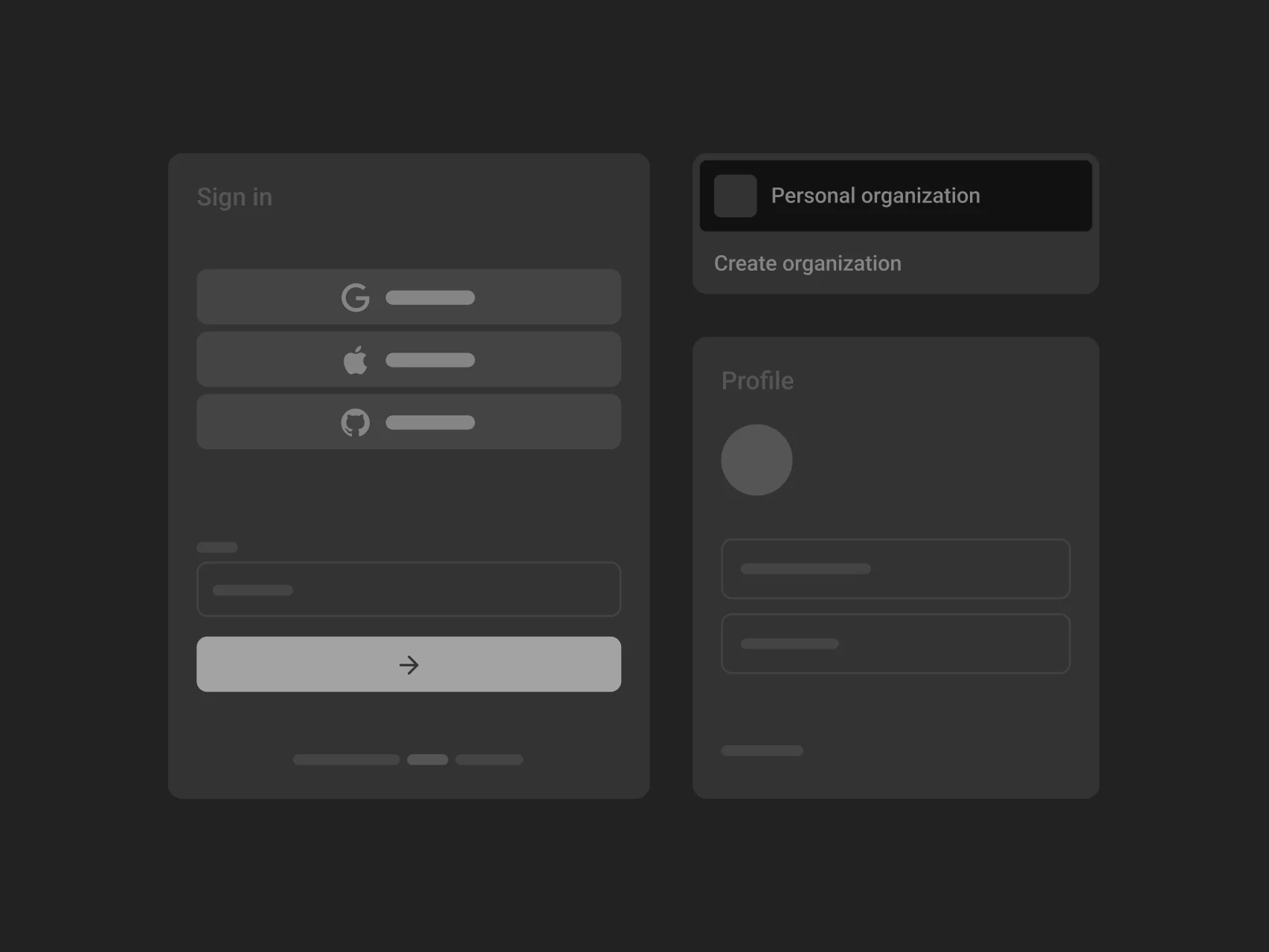 Auth Widgets preview dark mode