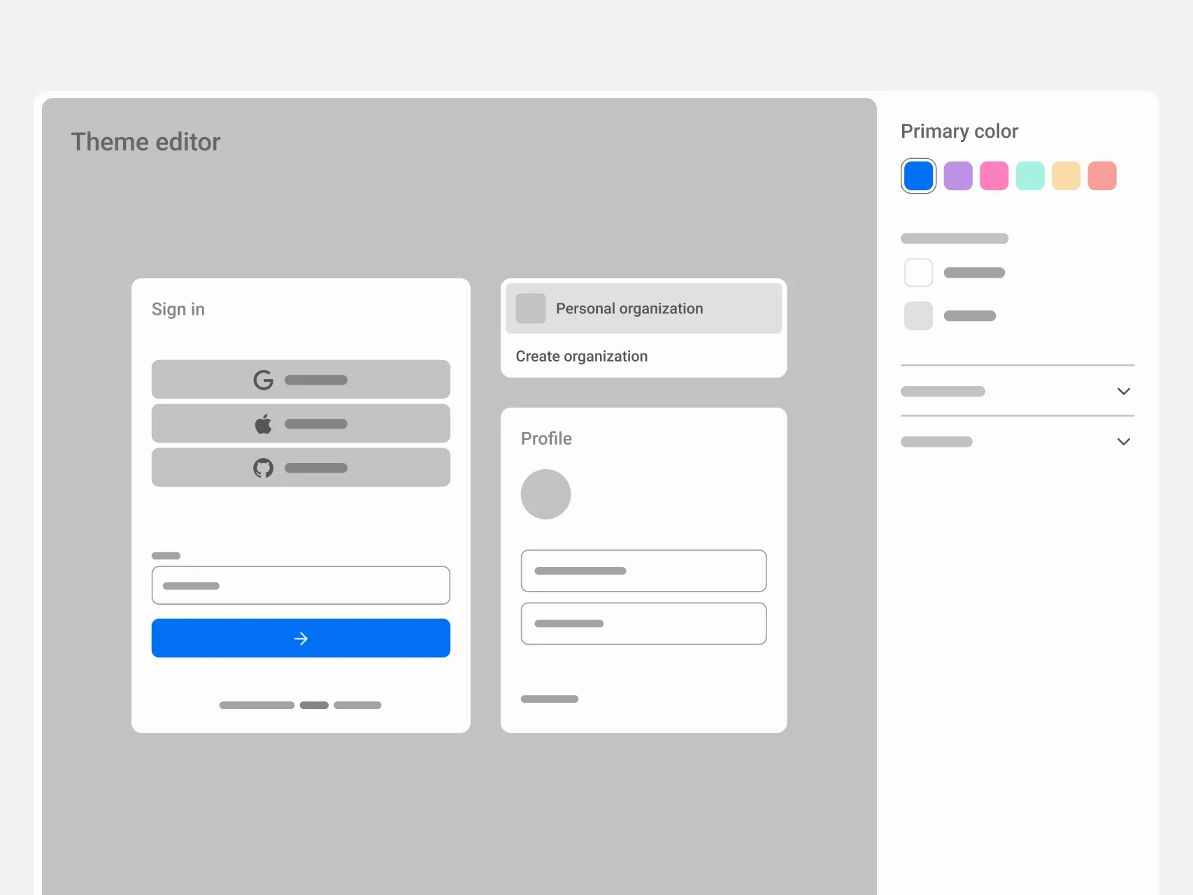 Auth widgets styled by active theme light mode